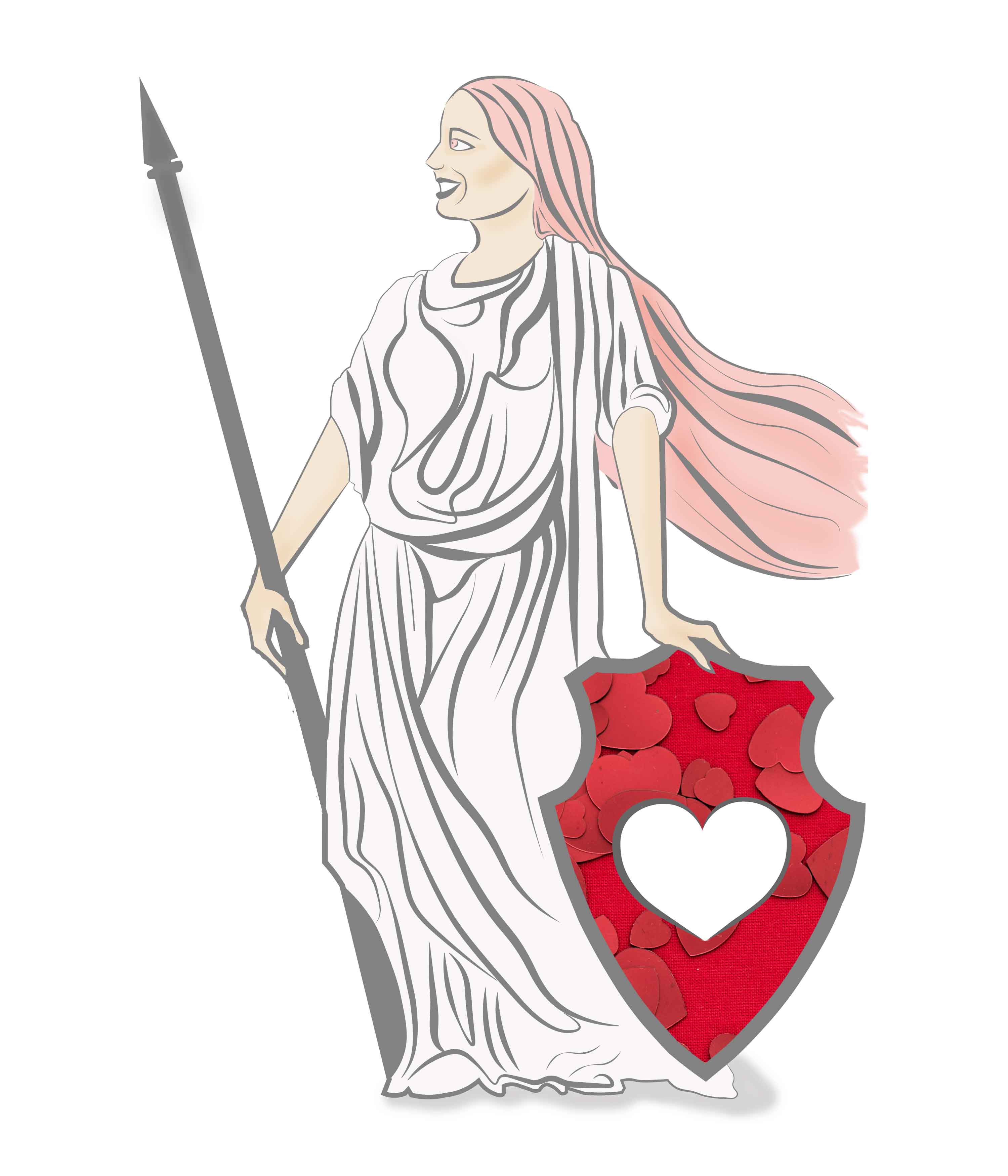 © Barbara Brawand Illustration von Helvetia mit Speer und Schild mit Herz_hochformat